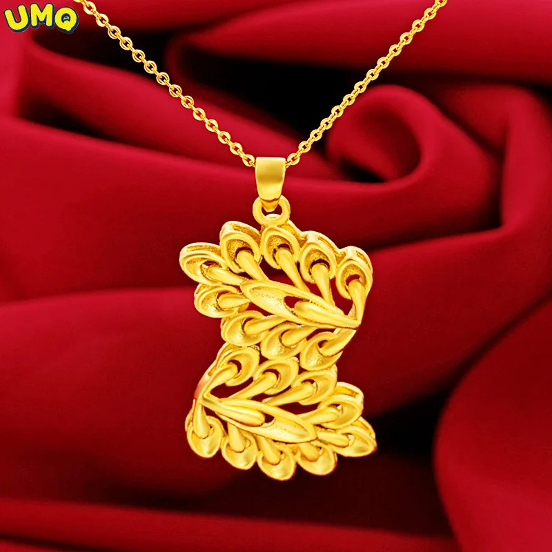 

Hi Women 24k Gold Tree Leaf Pendant Necklace for Female Party Girlfriend Jewelry with Chain Birthday Gift Lone Not Fade