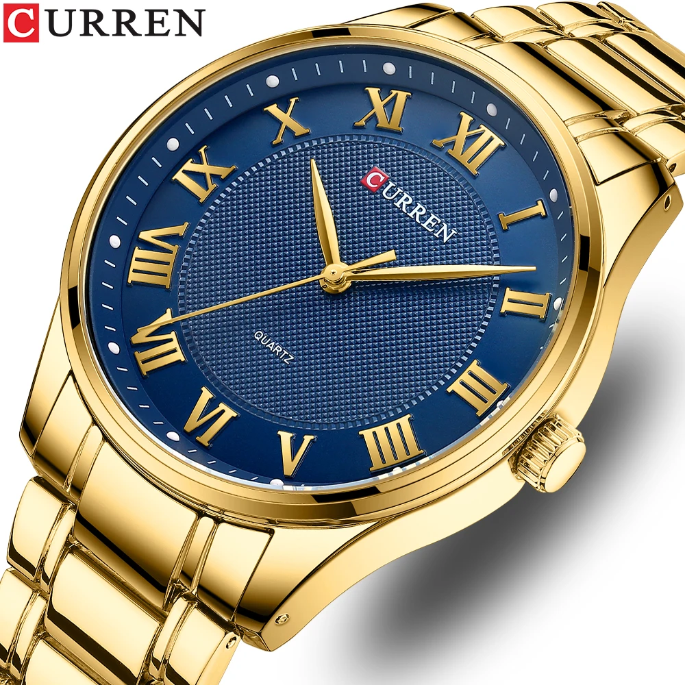 

CURREN Classic Casual Watch for Men with Stainless Steel Band Simple Quartz Wristwatches with Rome Numbers for Business Man