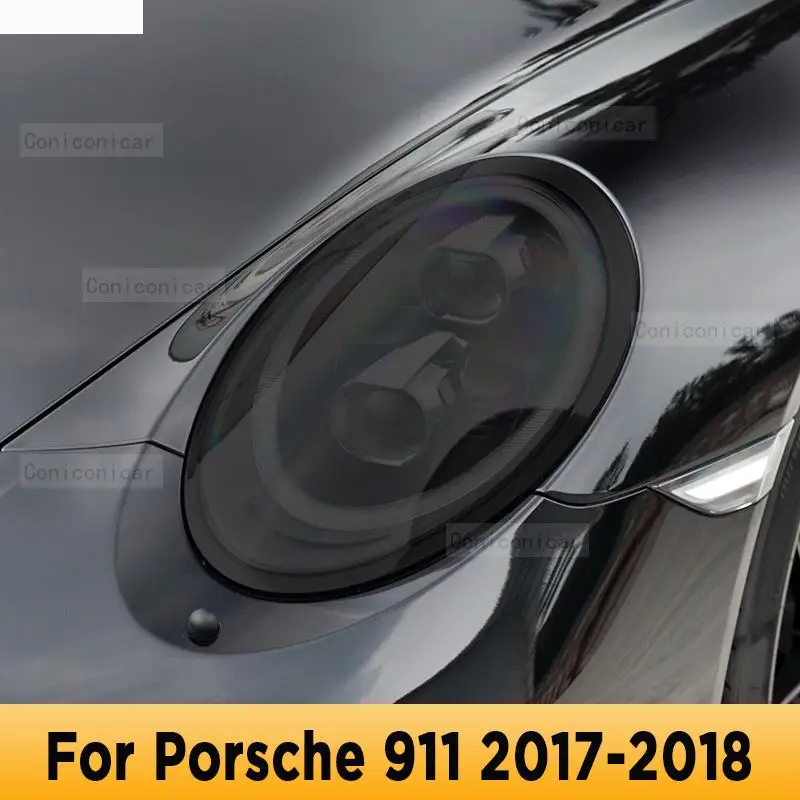 

Car Headlight Tint Anti-Scratch Smoked Black Protective Film Self Healing TPU Stickers For Porsche 911 2017-2018 Accessories