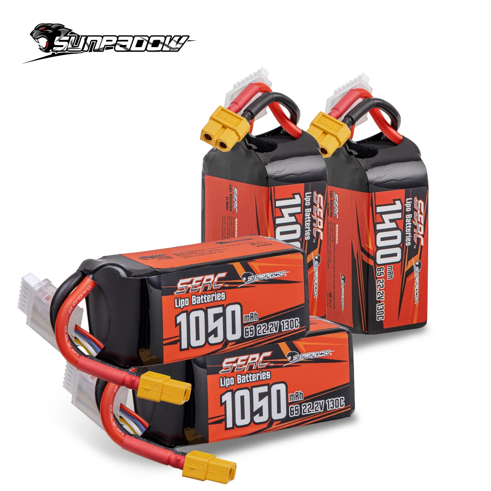 Аккумулятор Lipo Sunpadow 6S для радиоуправляемого квадрокоптера 1050 мАч 1400 мАч c XT60 2 упаковки