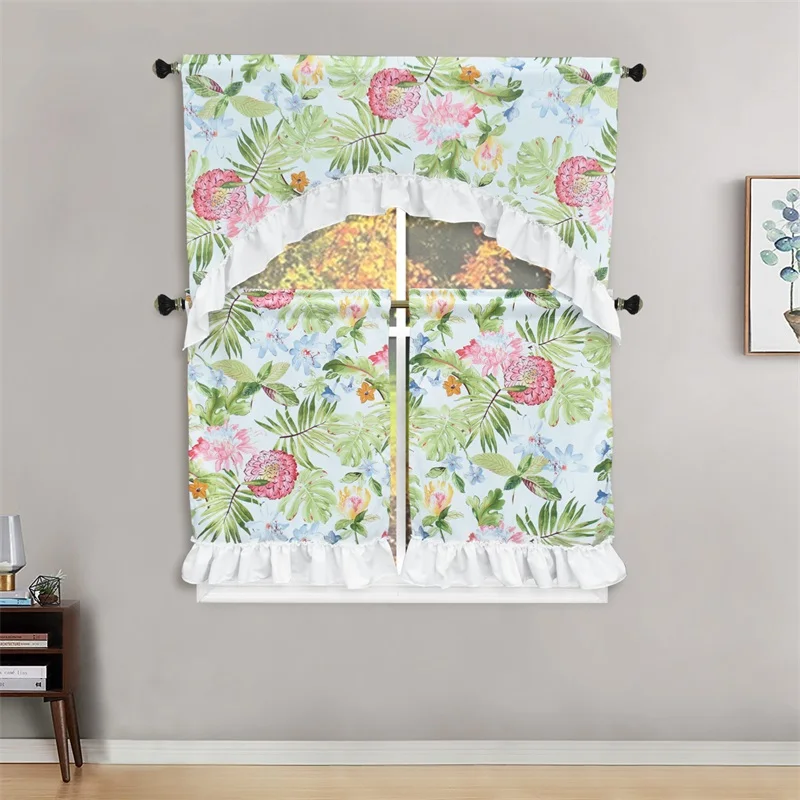 

Готовая кухонная Короткая занавеска С Кружевной кофейной занавеской Карманный фотографический набор модная Печать Новинка