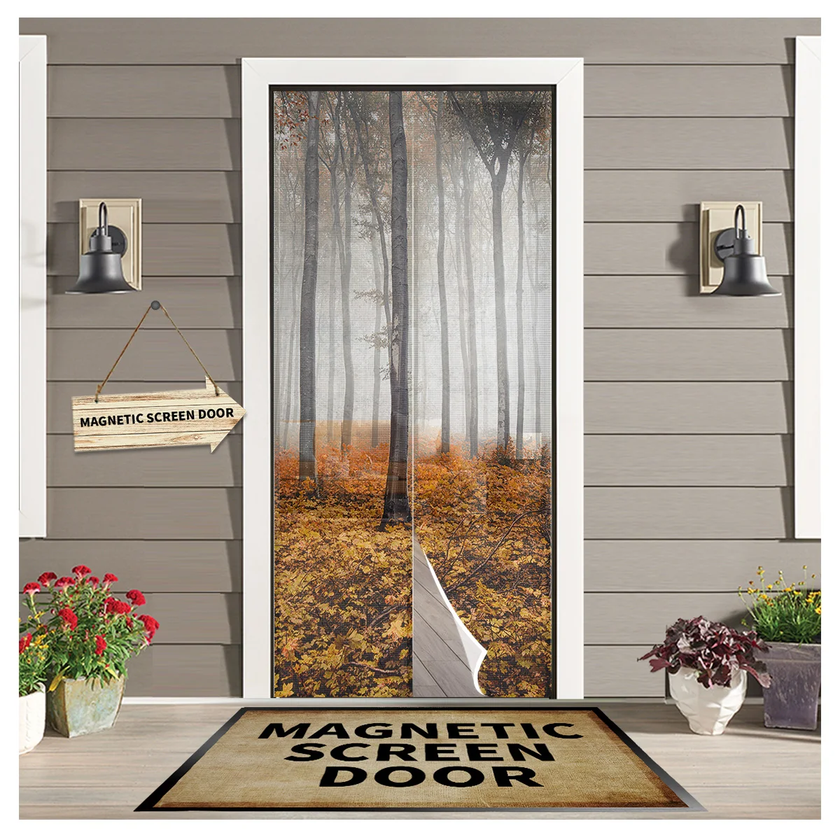 

Кленовый лист зачарованная древесина анти-москитная Марля дверная занавеска магнитный дверной экран для спальни летняя дверь оконный экра...