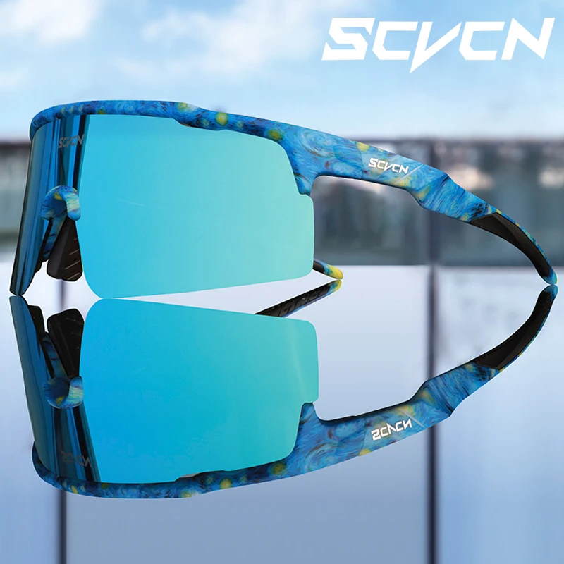

SCVCN Men's Polarized Sunglasses Cycling Glasses Photochromic Sun Glasses for MTB UV400 Goggles Woman Bike Bicycle Cycle Eyewear
