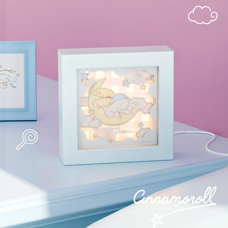 

Sanrioed Genuine Kawaii Anime Cinnamoroll 3D 5 Layer Projection Lamp Usb Powered Cute Cartoon Desktop Decoration Night Light