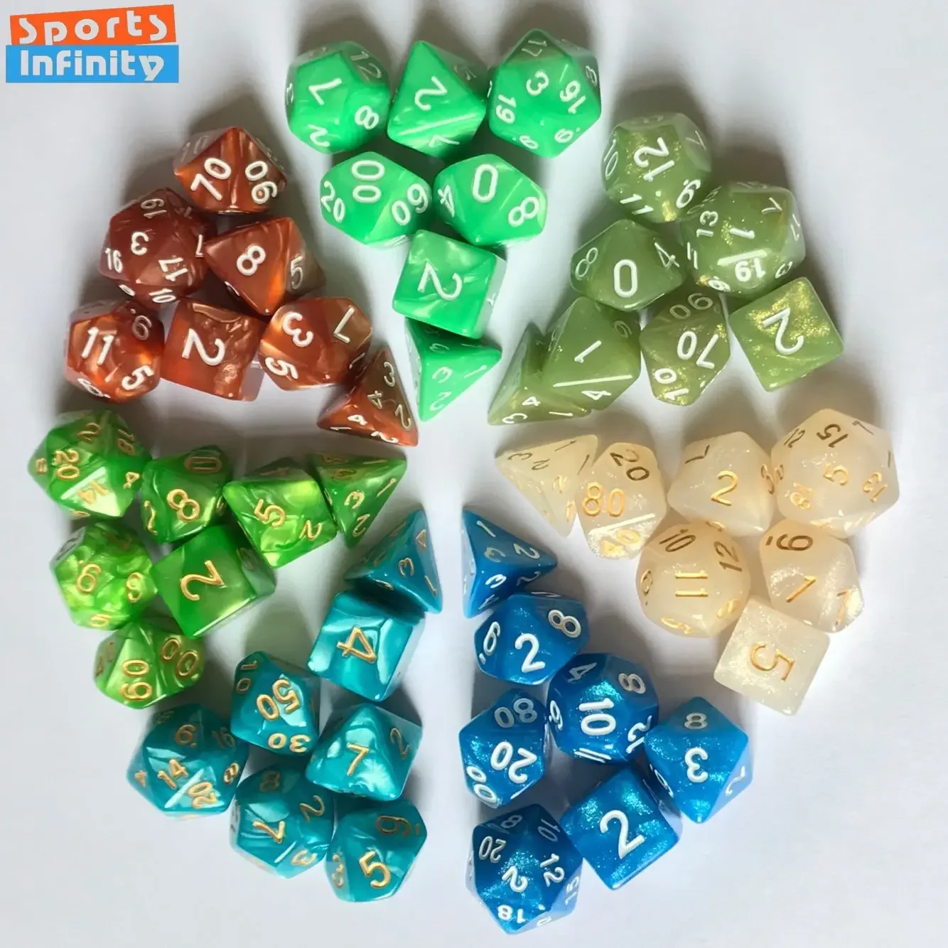 7 шт./набор разноцветные жемчужные игральные кости