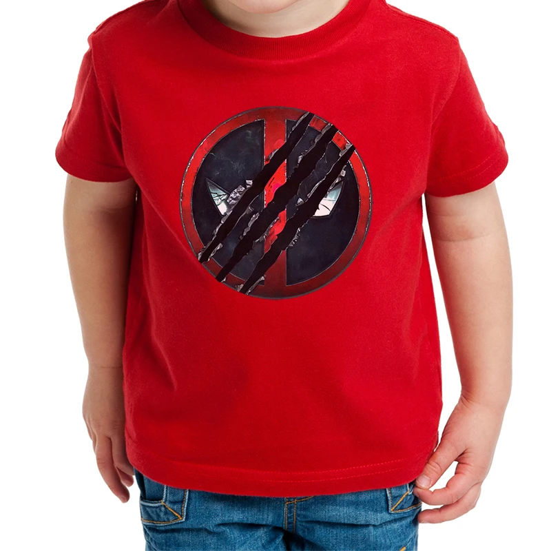 Футболка для мальчиков Marvels Deadpool &amp Wolverines одежда топы детская летняя хлопковая с