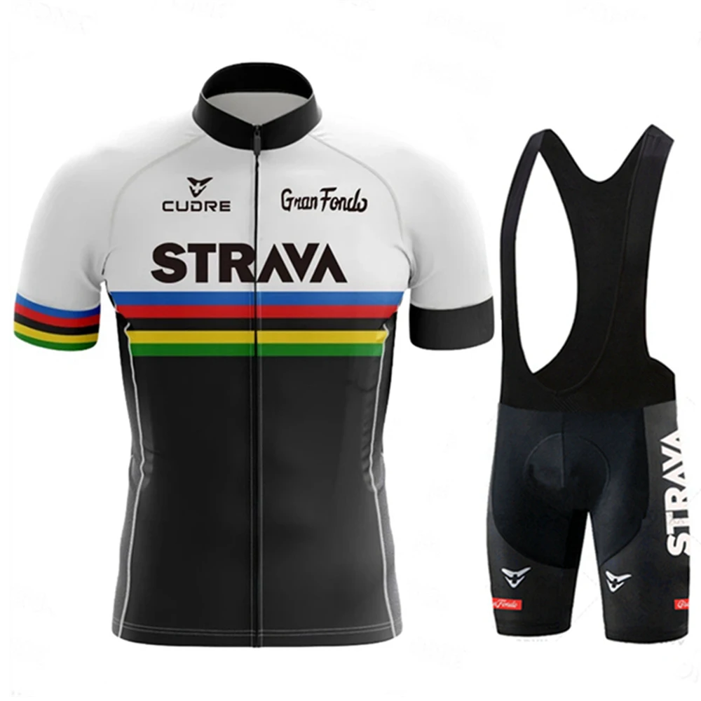 

Strava 2022 Summer Short Sleeve Cycling Jersey Bib Shorts Uniform Set Men Outdoor Pro Mtb Bike Tops Suit Bicycle Clothing Shirt