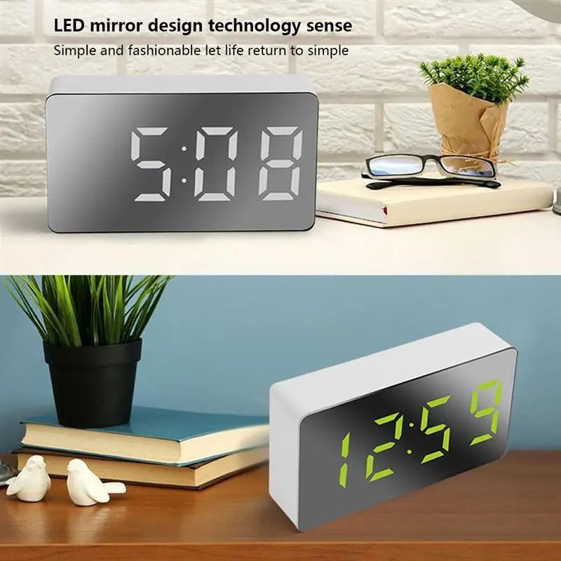 LED Digital Clock USB Tabletop Time Date Temperature Display Alarm Electronic Decorations Clocks For Home Office images - 6