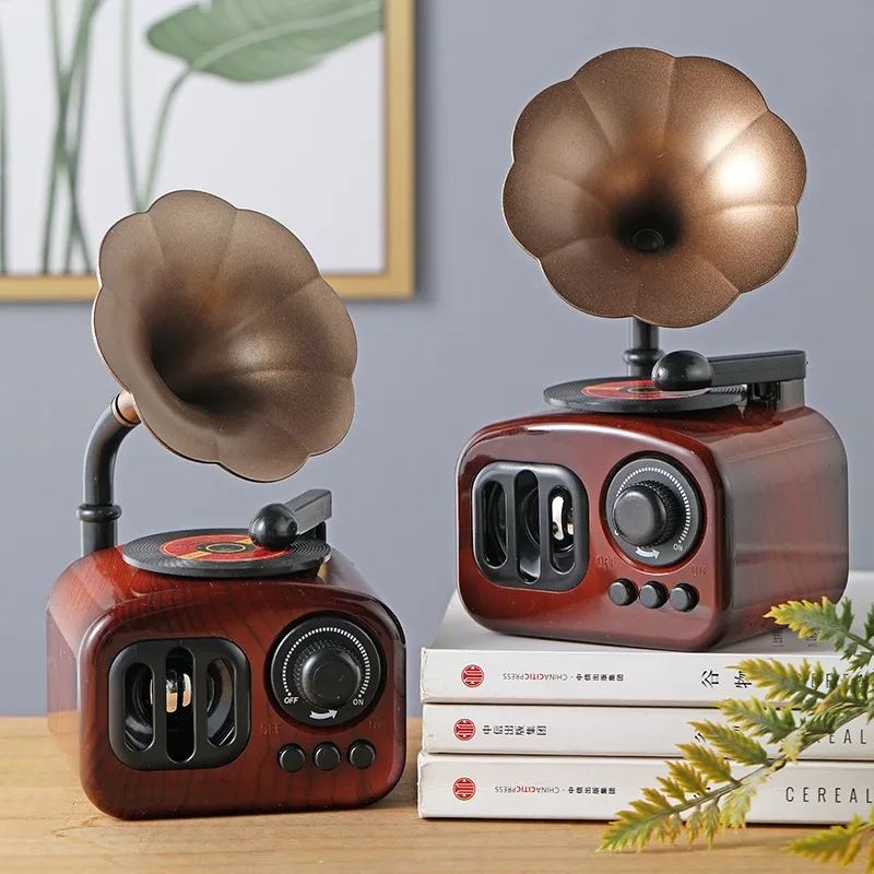 

Retro Phonograph Music Box Ornaments Creative Gift Eight Sound Box Home Desktop Decoration Gift House Accessories