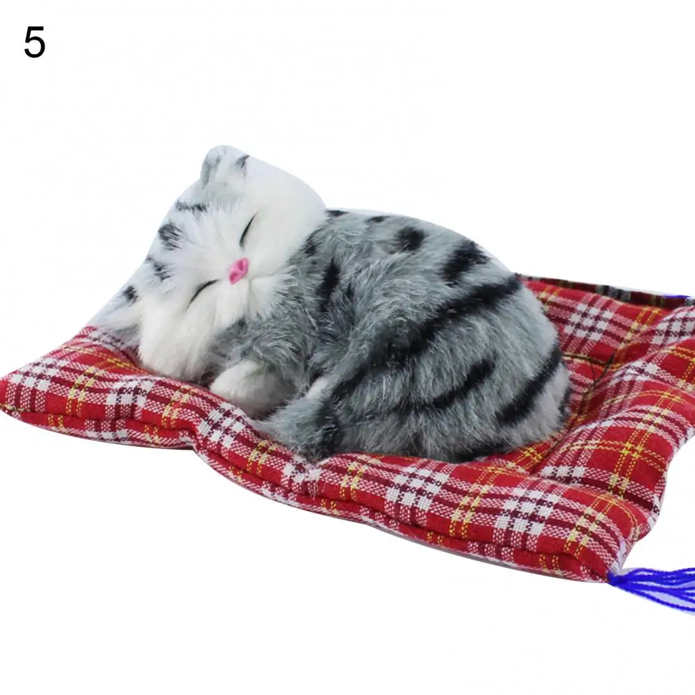 Имитация милой кошки котенка звук плюшевая кукла игрушка с ковриком для сна  домашний декор | AliExpress