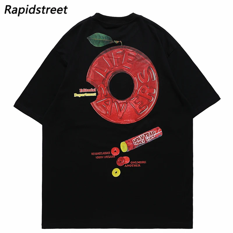 

2022 Men Oversize T-Shirt Hip Hop Streetwear Candy Letter Printed T Shirt Harajuku Cotton Loose Tshirt Summer Short Sleeve Tops