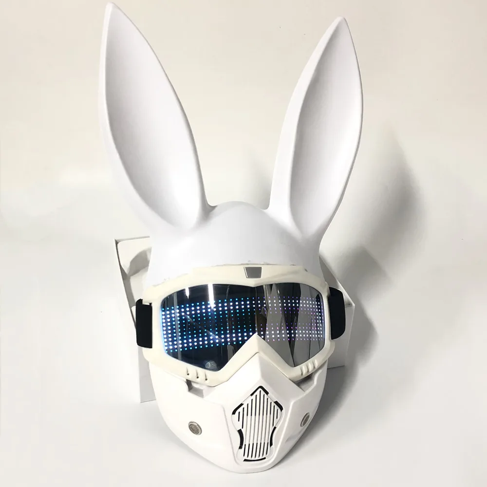 

Bar Bunny Girl Cosplay Bluetooth Glow Programmable Scrolling Text Animation Halloween Children Carnival Party Led Rabbit Mask