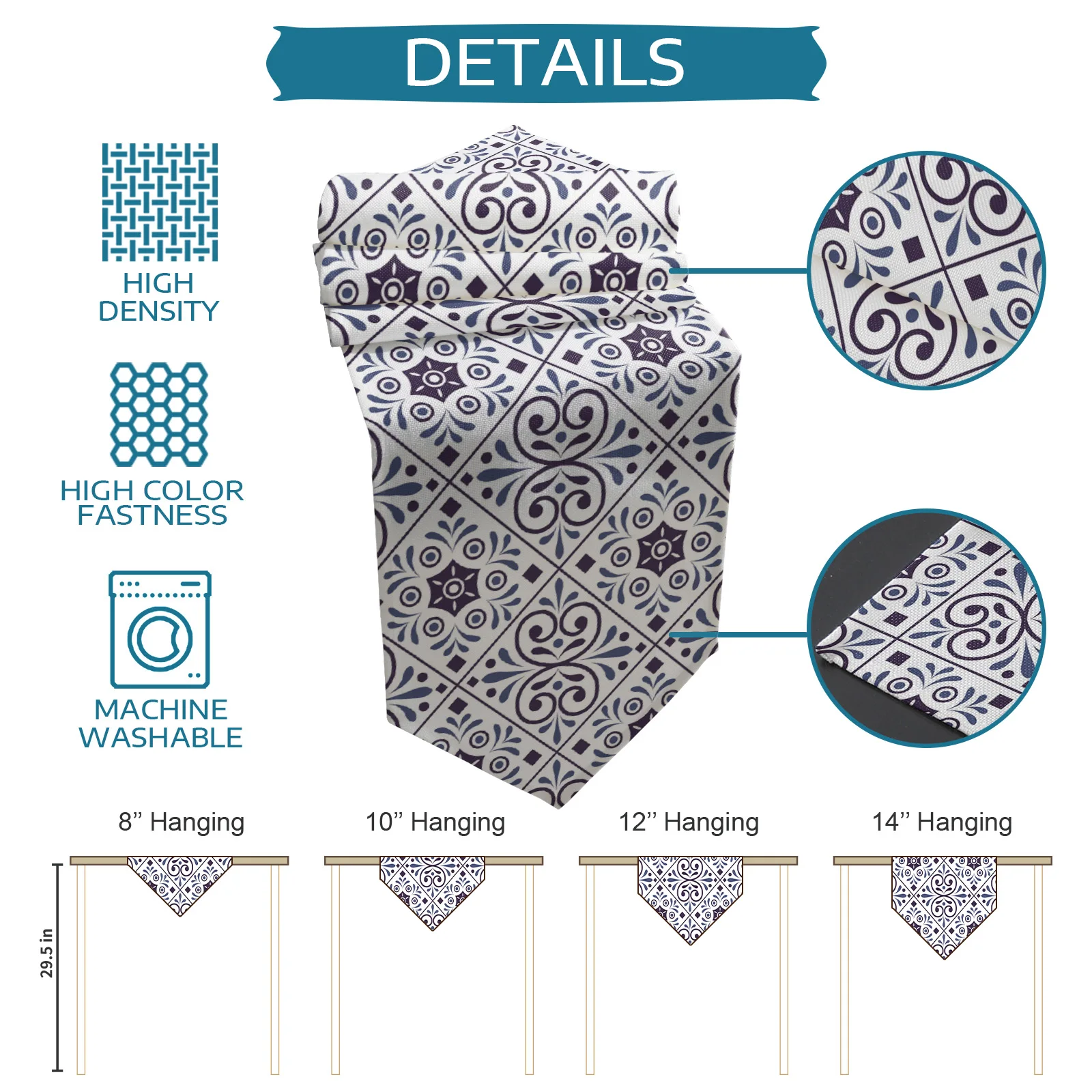 Классическая винтажная сине-белая керамическая плитка коврики для стола