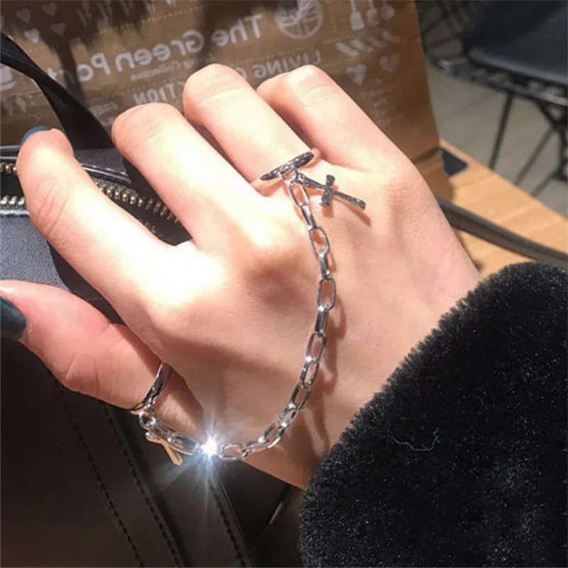 

Серебряная цепочка в стиле хип-хоп, кольцо в стиле панк, Бабочка, женское украшение для вечерние, Подарочная цепочка, открытые кольца с кисто...