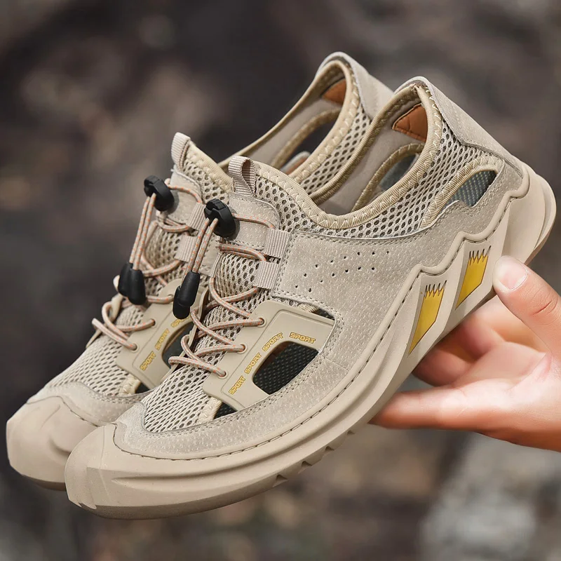 

Cave shoes men's summer new sports and leisure toe sandals men's outer mesh soft-soled beach shoes