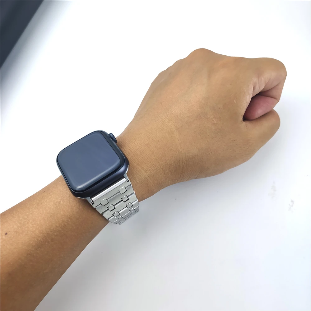 Фото Ремешок из нержавеющей стали для apple watch ultra, роскошный браслет для iwatch ultra 49 мм band series 8 7 45 мм 41 мм 6 5 4 se 44 мм 40 мм №4