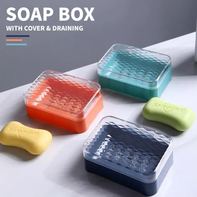 

Portable Transparent Soap Box Bathroom soap holder Dish Storage Plate Tray Bathroom Soap Holder Case Bathroom Supplies bathroom