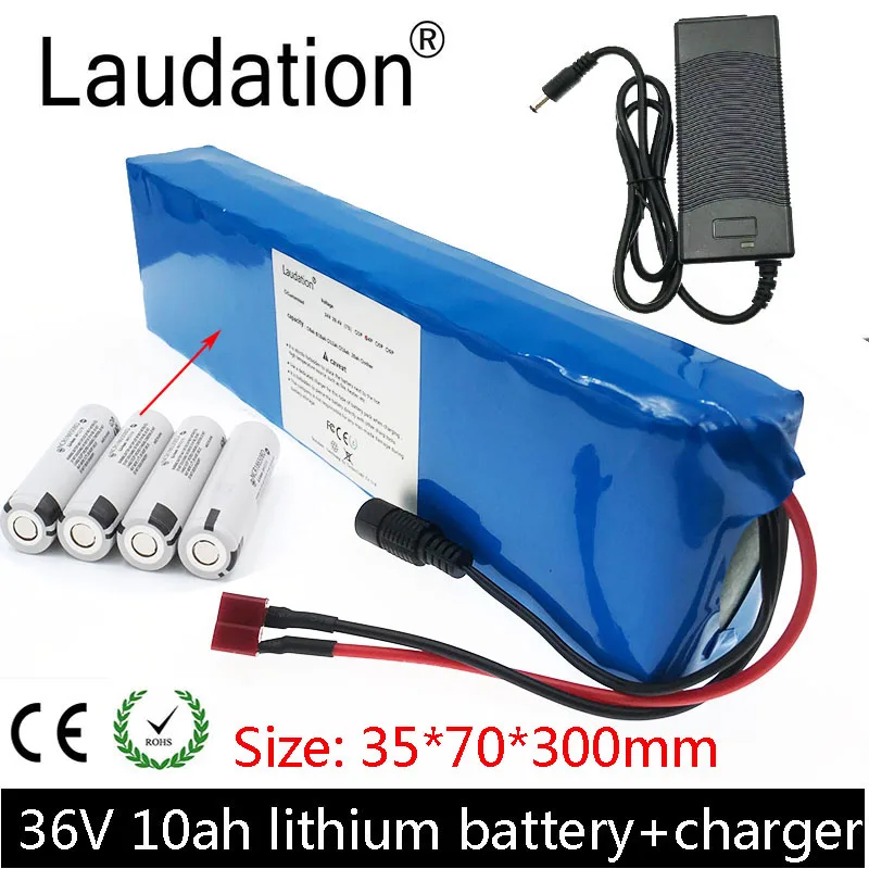 

Laudation 36V 10ah Electric Bicycle Battery Pack 18650 250W 350W 500W High Power And Capacity Motorcycle Scooter With 2A Charger