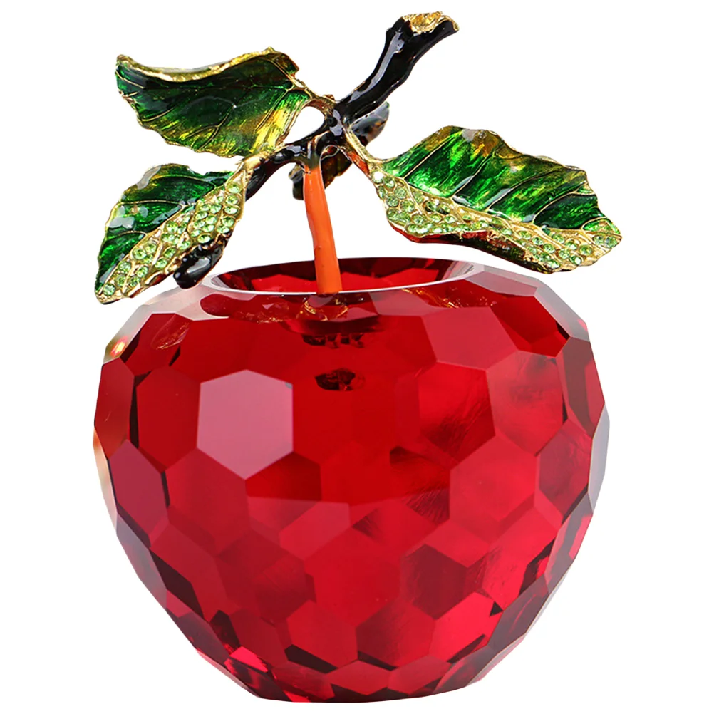 

Apple Crystal Glass Fruit Figurine Decor Ornament Paperweight Desktop Christmasredsculpture Artificial Statue Gifts Shui Feng