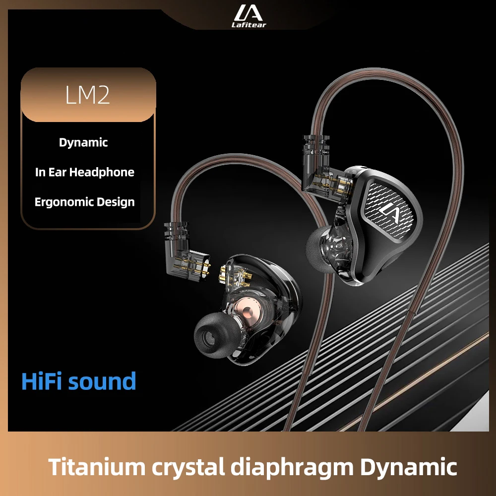 Наушники-вкладыши Lafitear LM2 1DD с динамическим приводом 10 мм Hi-Fi Спортивная