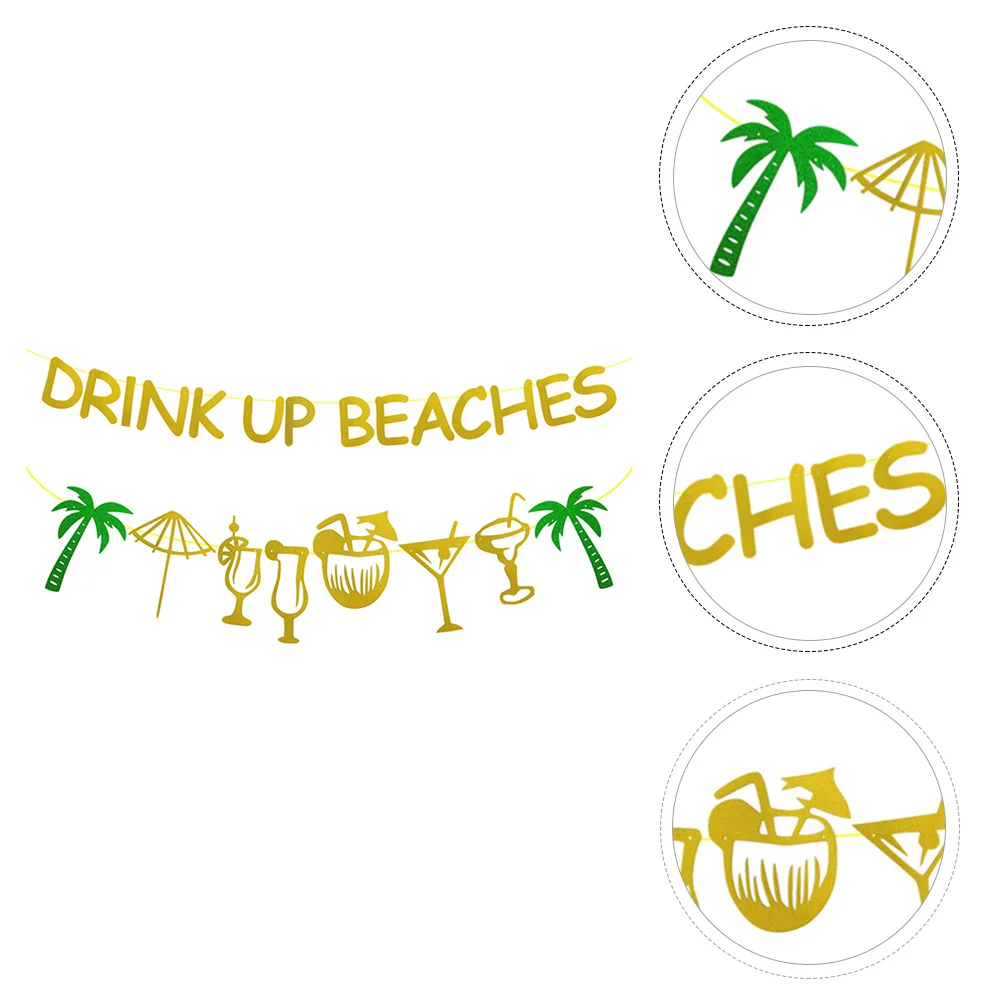 

Latte Hawaii Themed Party Supplies Hawaiian Banner Tropical Favors Drink Beaches Hanging Flag