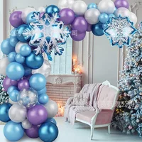Birthday Snow Queen Baby Shower Balloons Girls Garland Arch Kit Snowflake Balloons Helium Frozen Birthday Party Decorations