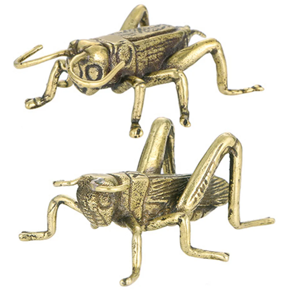 

2 Pcs Cricket Ornaments Figurine Statue Craft Statues Brass Exquisite Crickets Decorations Desktop Simulation