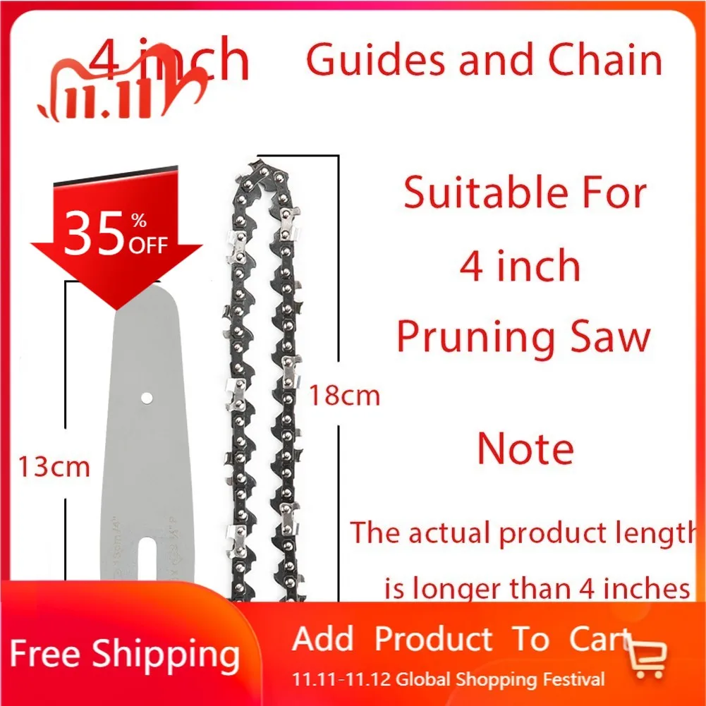 

4/6Inch Chainsaw Guide Bar And Saw Chain Set Fits Electric Chain Saw Wood Cutter Wood Cutting Durable ChainSaw Accessories