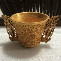 antique collection copper gold plated cup home crafts decorative ornaments beautifully carved
