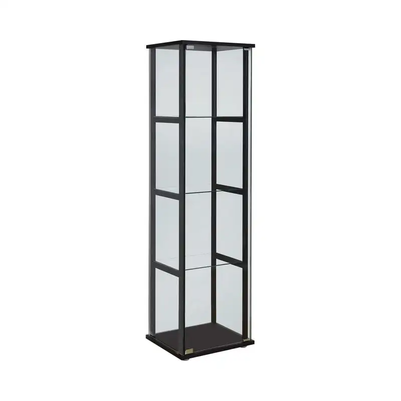 

- Glass Curio Cabinet, Black and Clear