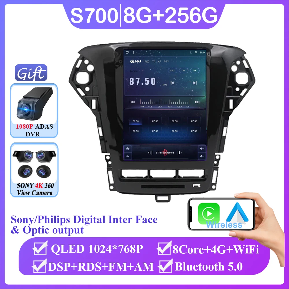 

Автомагнитола для Ford Mondeo MK4 2011-2013 Carplay Android 14 DSP мультимедийный Авто 4G WIFI BT 9,7 дюймовый экран автомобильное радио стерео QLED