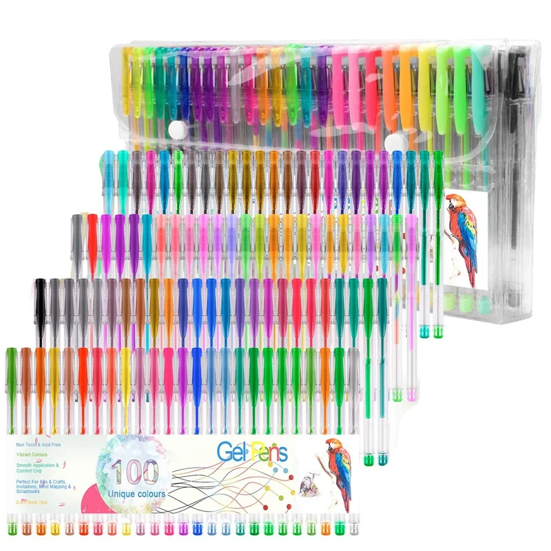 

100 Colours Glitter Gel Pen Set Neon Glitter Colouring Pens Art Marker For Adult Coloring Books