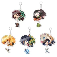 anime demon slayer keychain cosplay double sided transparent acrylic key chain cute funny jewelry fans gift