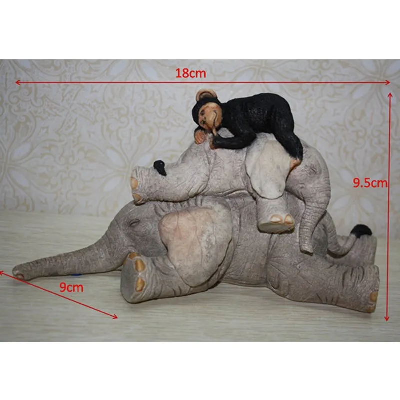 

CUTE ELEPHANT AND CHIMPANZEE MINIATURE RESIN HANDMADE OFFICE NOVELTY DECORATION ART AND CRAFT ORNAMENT TRINKET ACCESSORIES L3192