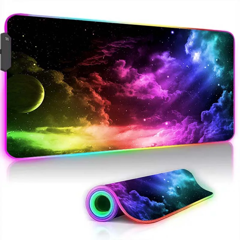 

LED Starry Sky Large Mouse Pad Speed Keyboard Pc Gamer Desk Mat Mousepad Rgb Gaming Accessories Cabinet Mats Anime Carpet Mice