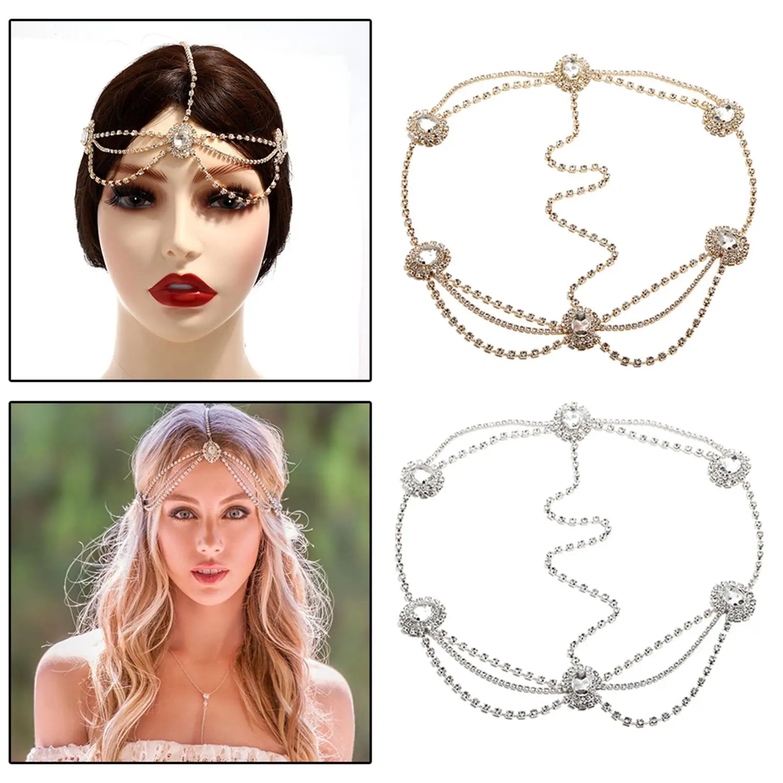 Цепочка на голову Стразы богемные ювелирные изделия бохо лоб для выпускного