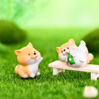 diy mini cartoon resin home desktop decoration call dog figurine micro landscape water dog figurine