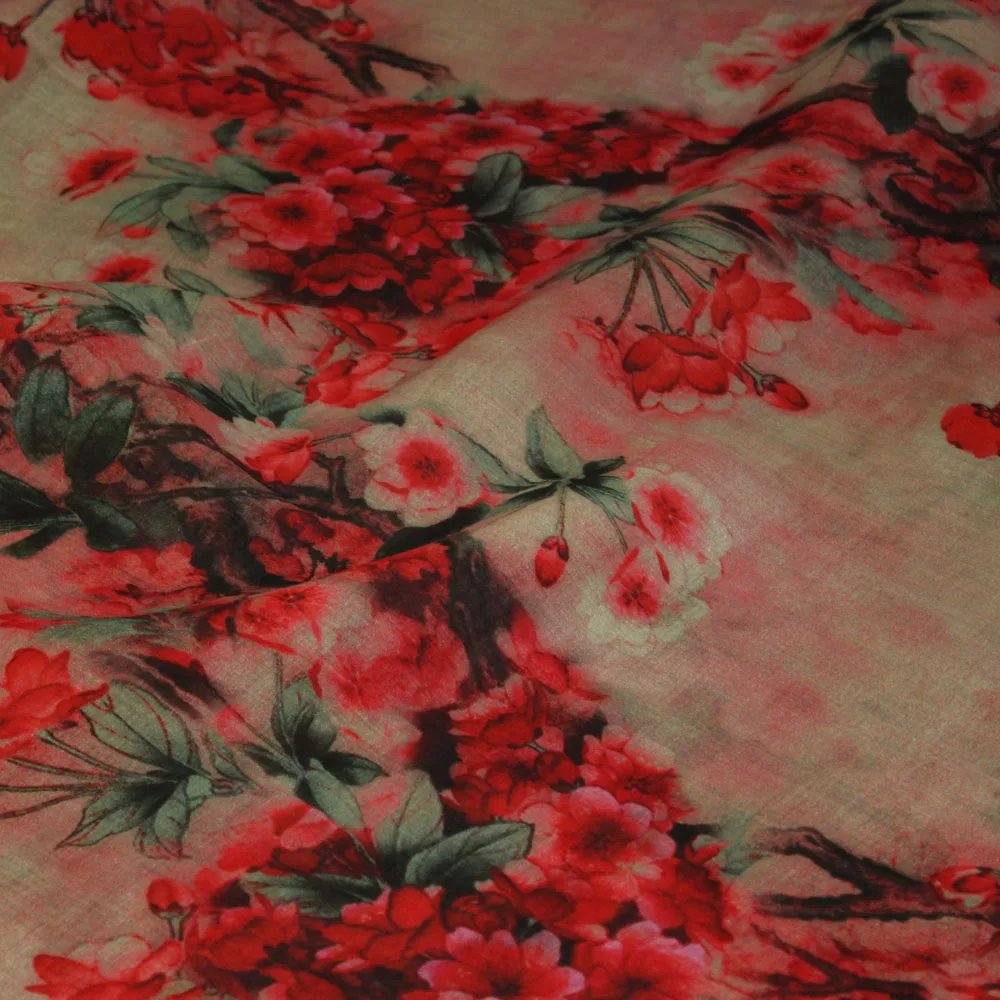 Pattern Design High-End Linen Printing and Dyeing Fabric Dried Flower Series Dress Shirt Clothing Fabric