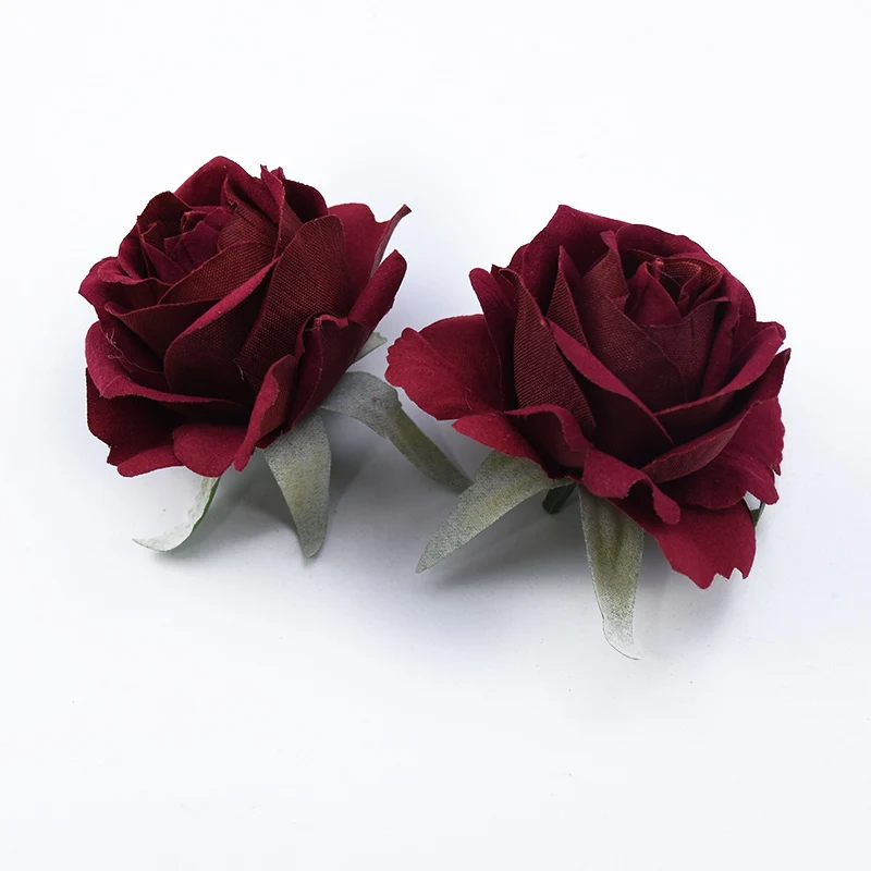 

Искусственные бархатные розы 6 см, 5/10 шт.