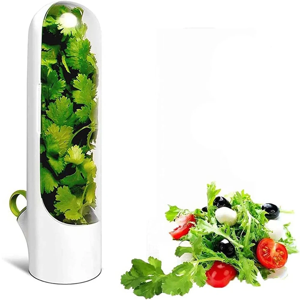 

Vanilla Herb Keeper Storage Container Premium Fresh Keeping Cup, Keeps Greens For Vegetable Kitchen Preservation Bottle Cilantro