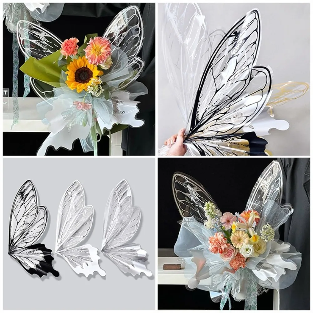 20 компл. прозрачная хрустальная бумага с дизайном бабочки упаковочная для букета