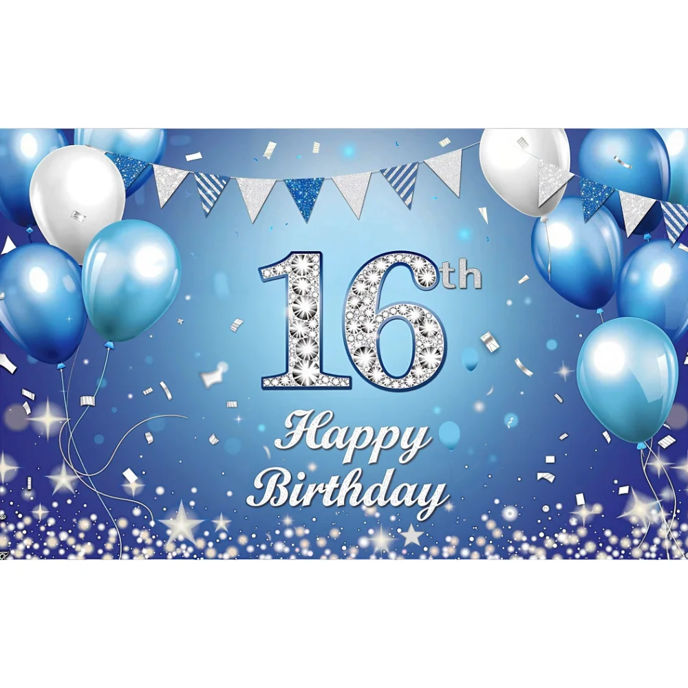 Синие воздушные шары фоны на 16-й день рождения для девочек и мальчиков
