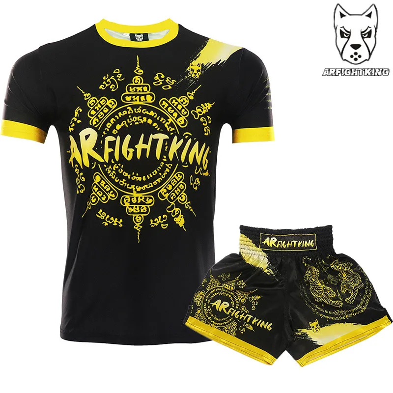 

MMA Shirts and Trunks Fitness Breathable Boxing Jerseys Tiger Muay Thai Jiu Jitsu T-shirt Mma Rashguard Boxing Kickboxing Set