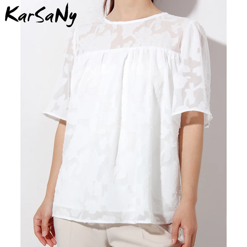 

Women's Chiffon Blouse Summer 2022 Blue Flare Bell Sleeve Lace Tops Loose Shirts Green Women's Transparent Blouse Black Women