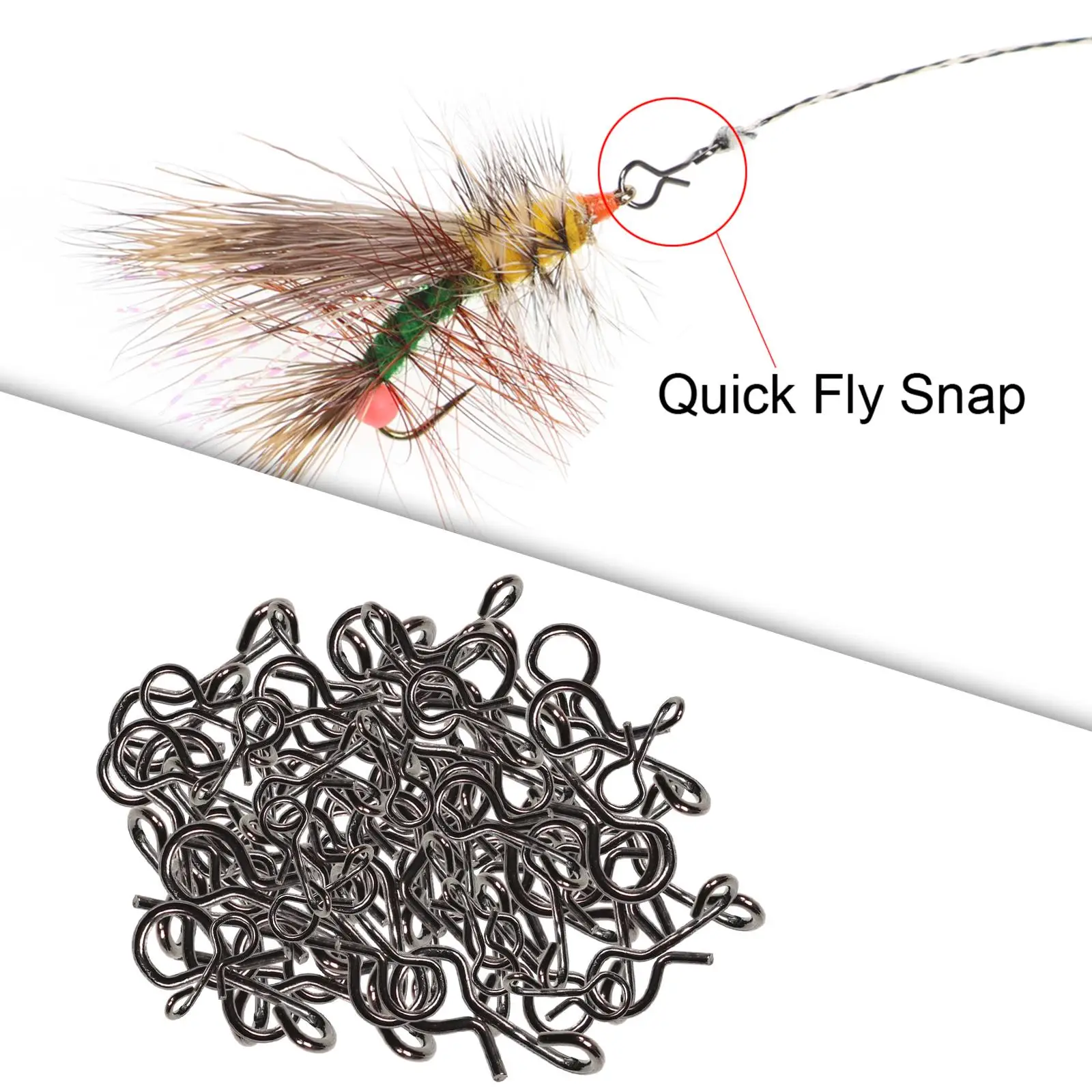 

250 Pieces Quick Change Snap Fly Fishing 5 Sizes Steel for Hook Clips/Hook