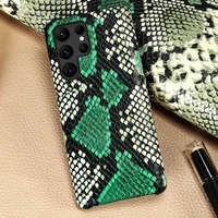 luxury genuine cowhide leather case for samsung galaxy s22 ultra s21 s20 fe a53 a33 a52 a32 python skin texture armor back cover
