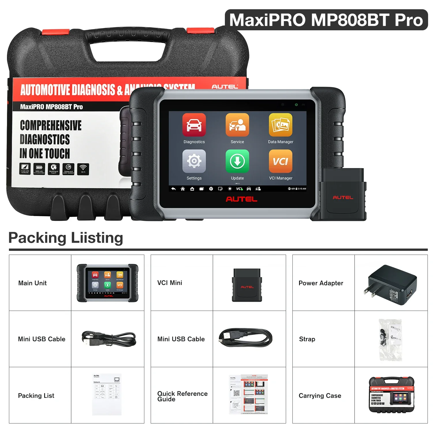 Официальный магазин Autel MaxiPRO MP808BT PRO универсальная автомобильная полная система