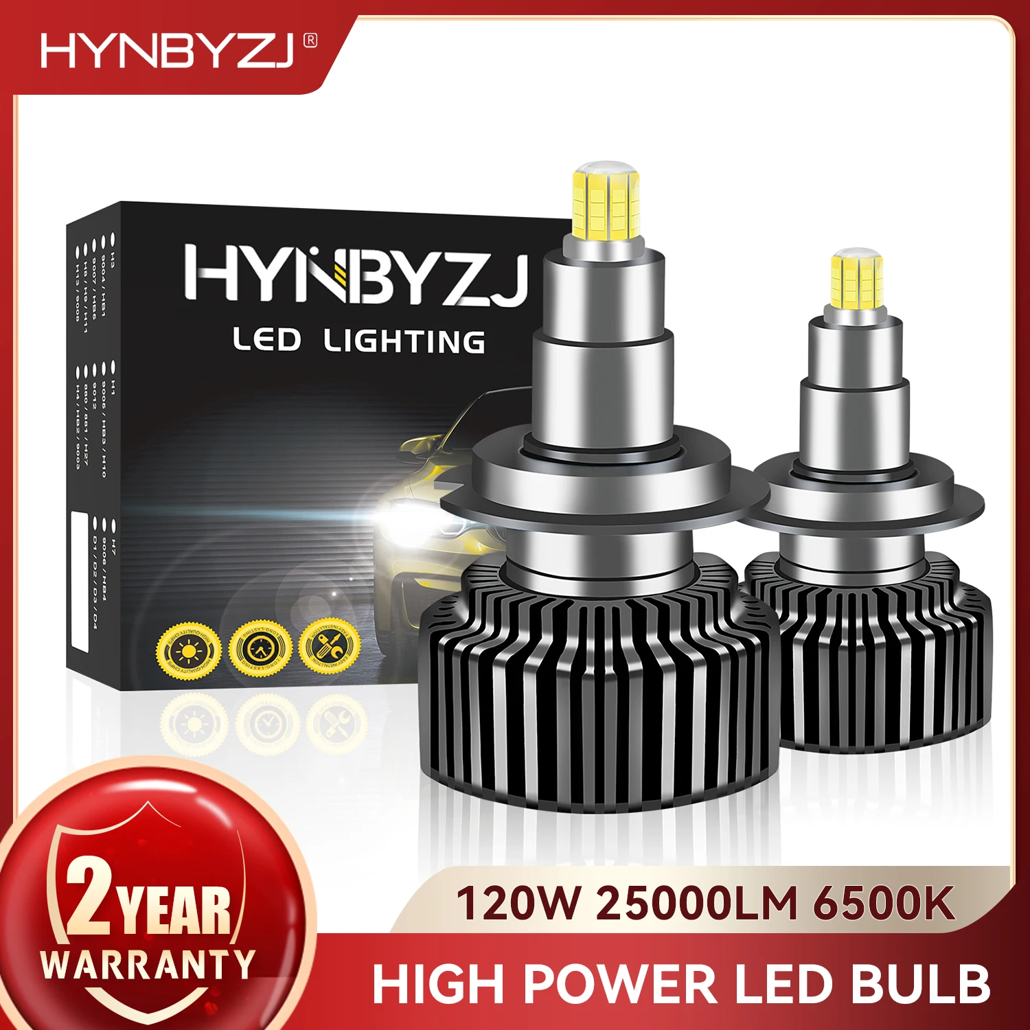 

HYNBYZJ H7 H1 Led Headlights 360 Turbo 25000Lm H4 H8 H9 H11 Auto Lamps Hb3 Hb4 Hir2 Car Bulbs 6500K 9005 9006 9012 Fog Lights
