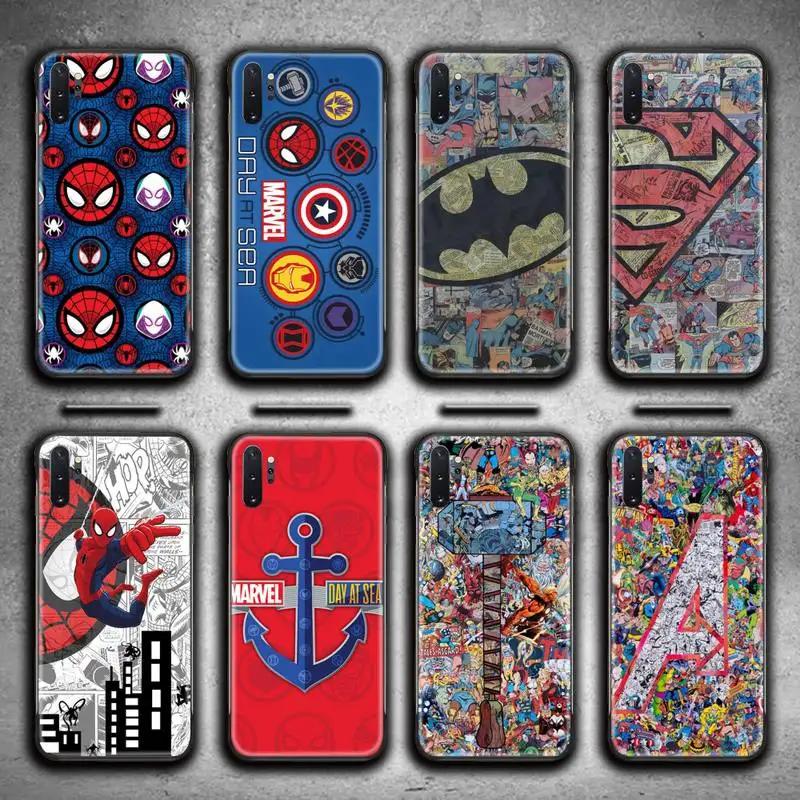 

Marvel Iron Man Spiderman Batman Phone Case For Samsung Galaxy Note20 ultra 7 8 9 10 Plus lite M51 M21 M31S J8 2018 Prime