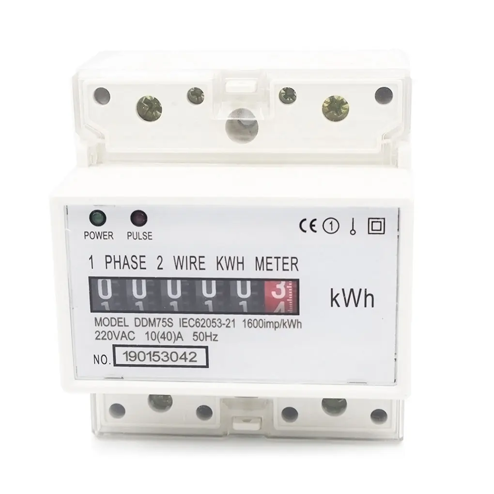 

35mm DIN Rail Electric Energy Meter Digit Display Wattmeter Gauge